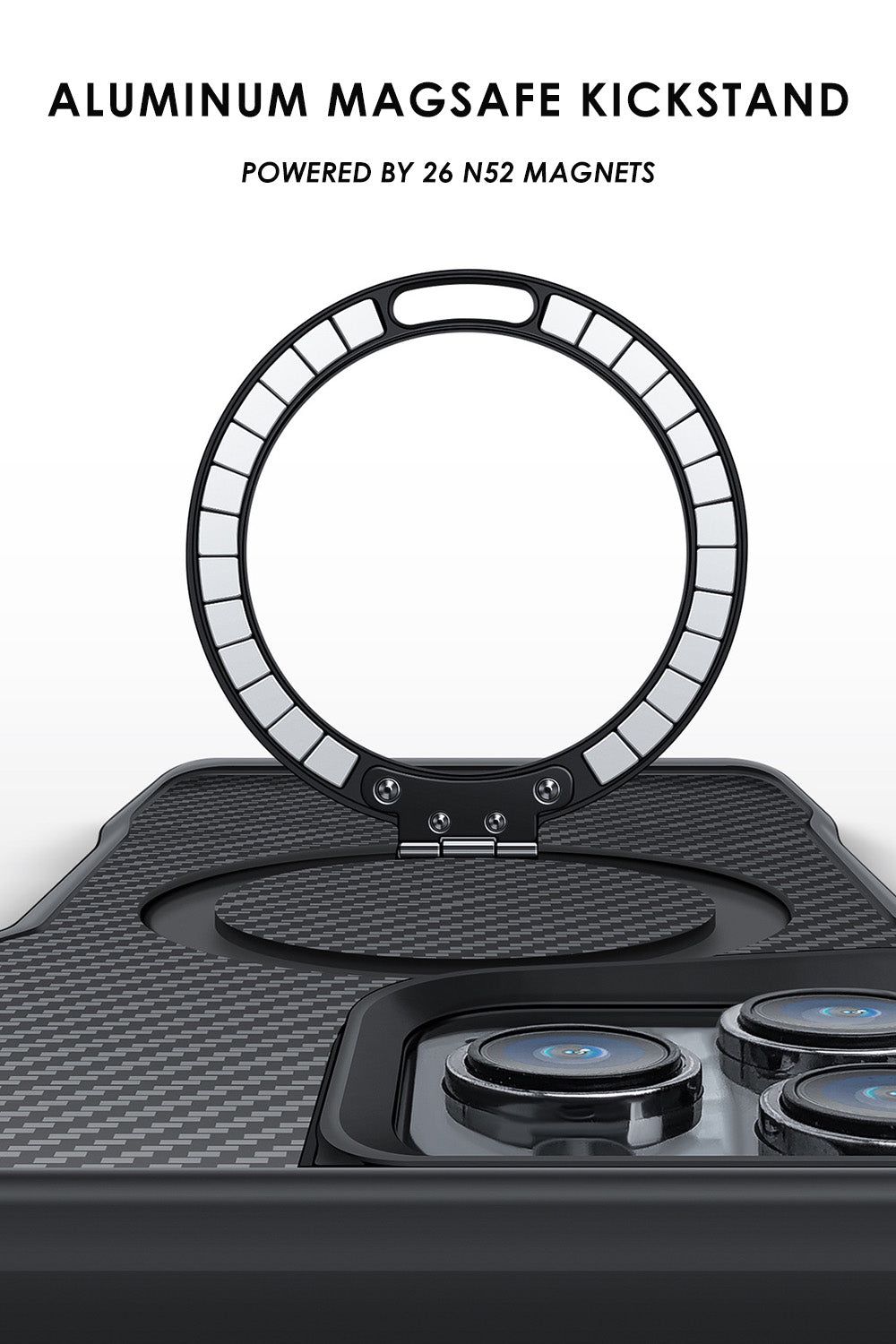 Rugged Carbon Fiber Case with Kickstand for iPhone 16