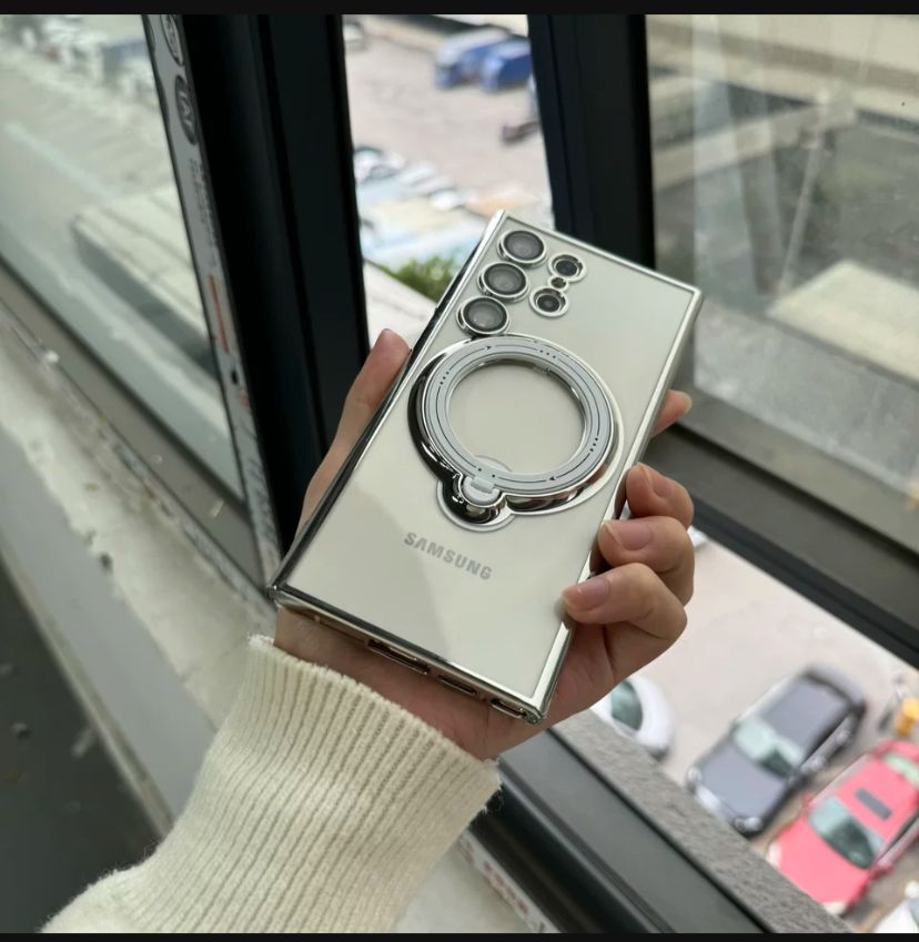 Silicon 360 Degree Rotating Chrome Stand Case