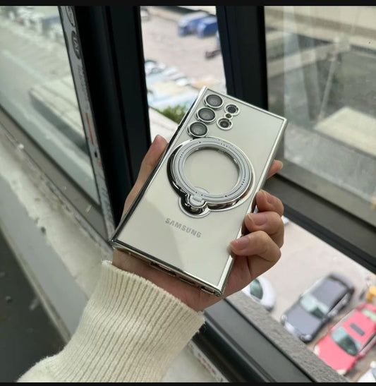 Silicon 360 Degree Rotating Chrome Stand Case
