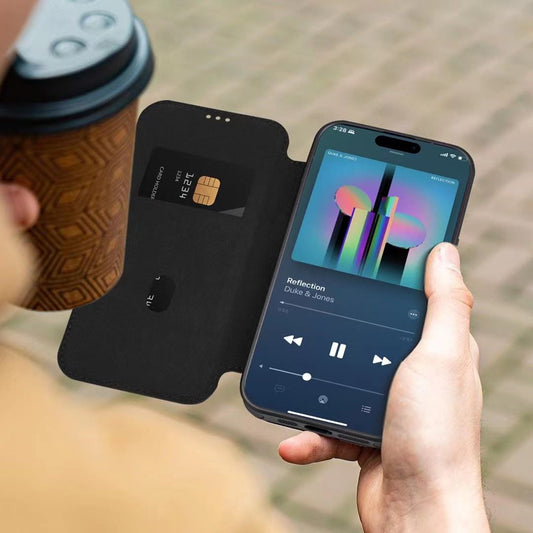 Leather Flip Case for iPhone with Credit Card Holder