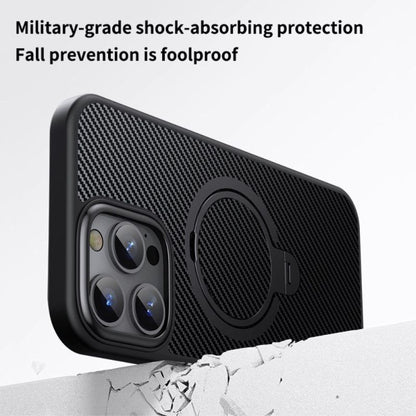 Rugged Carbon Fiber Case with Kickstand for iPhone 16
